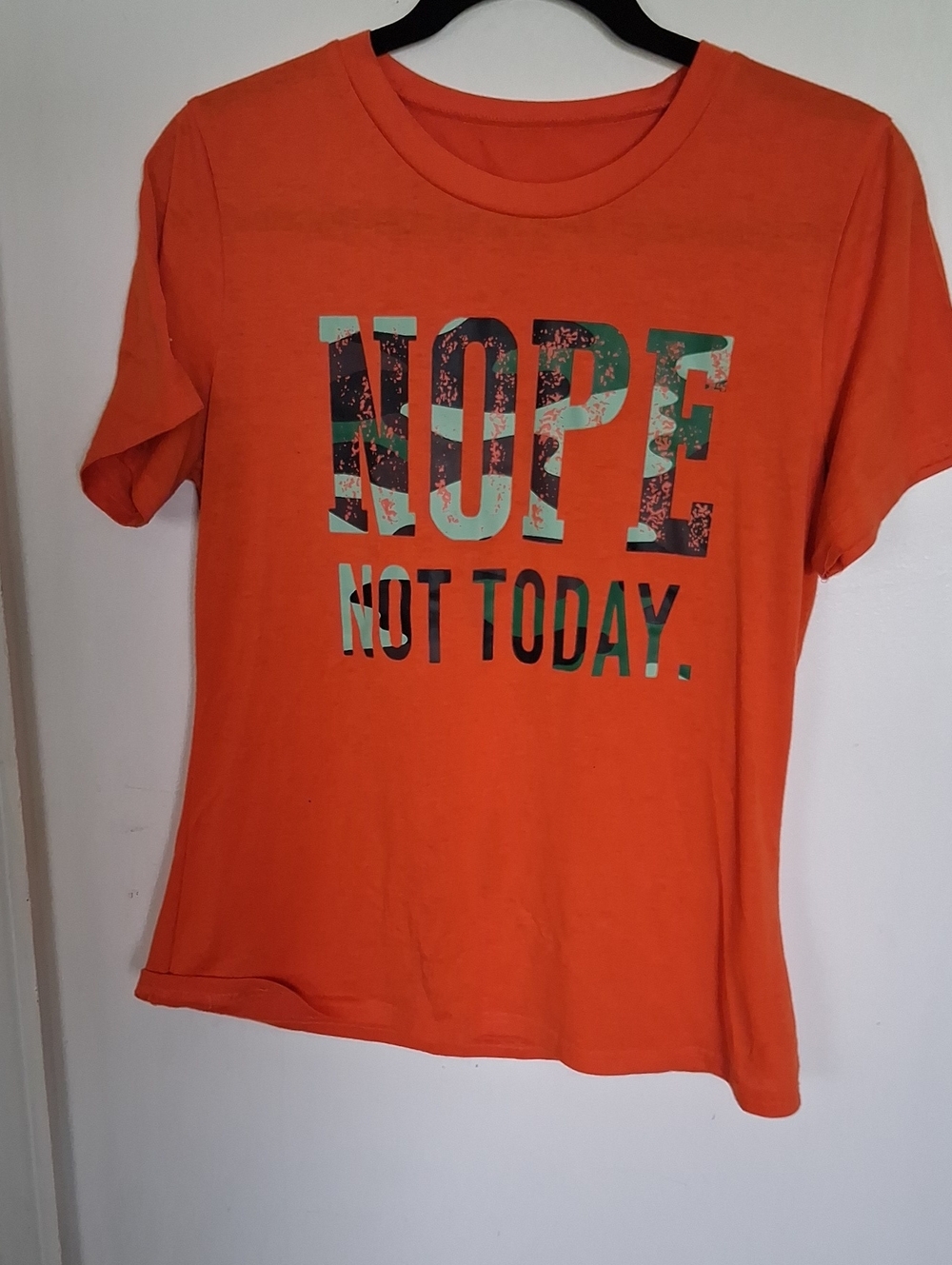 Source Unknown Orange Tee with Mint & Black NOPE Graphic